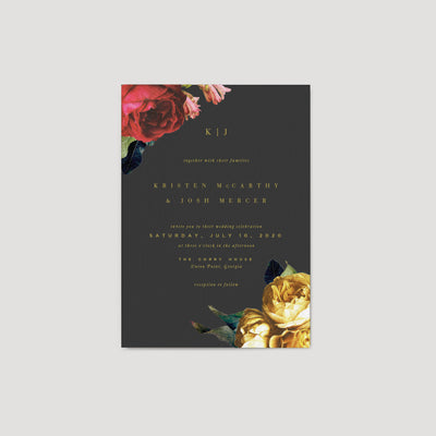 Dark Moody Floral Wedding Invitation card