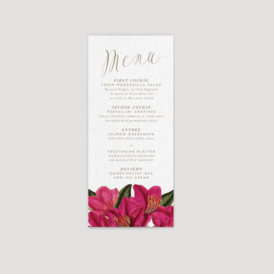 bougainvillea flower wedding reception menu 