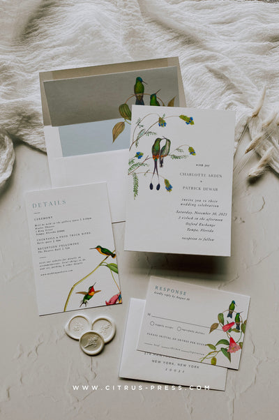 Love Bird Wedding Invitation Suite Printable DIY PDF Editable Printable Corjl 