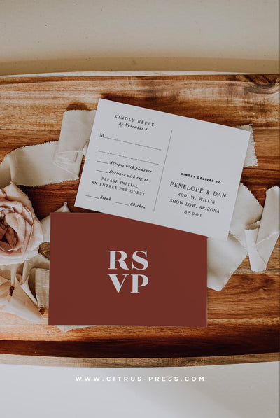 Modern and minimal wedding invitation suite