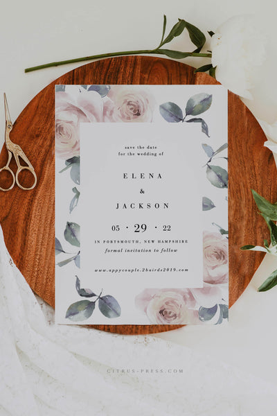 Blush Floral Save the Date Wedding Invitation