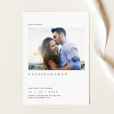 Modern Minimal Photo Save the Date Announcement Card