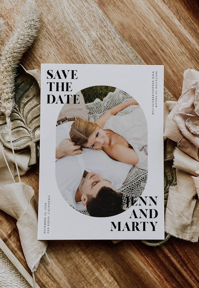 Oval Minimal Photo Save the Date Printable Template