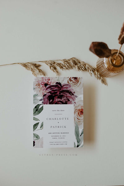 Romantic Blush Floral Save the Date Wedding Invitation
