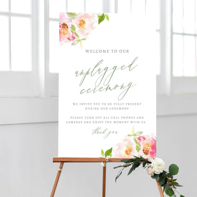 Unplugged Wedding Sign DIY PDF Editable Template Corjl