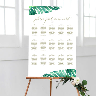 Tropical Wedding Seating Chart DIY PDF Template