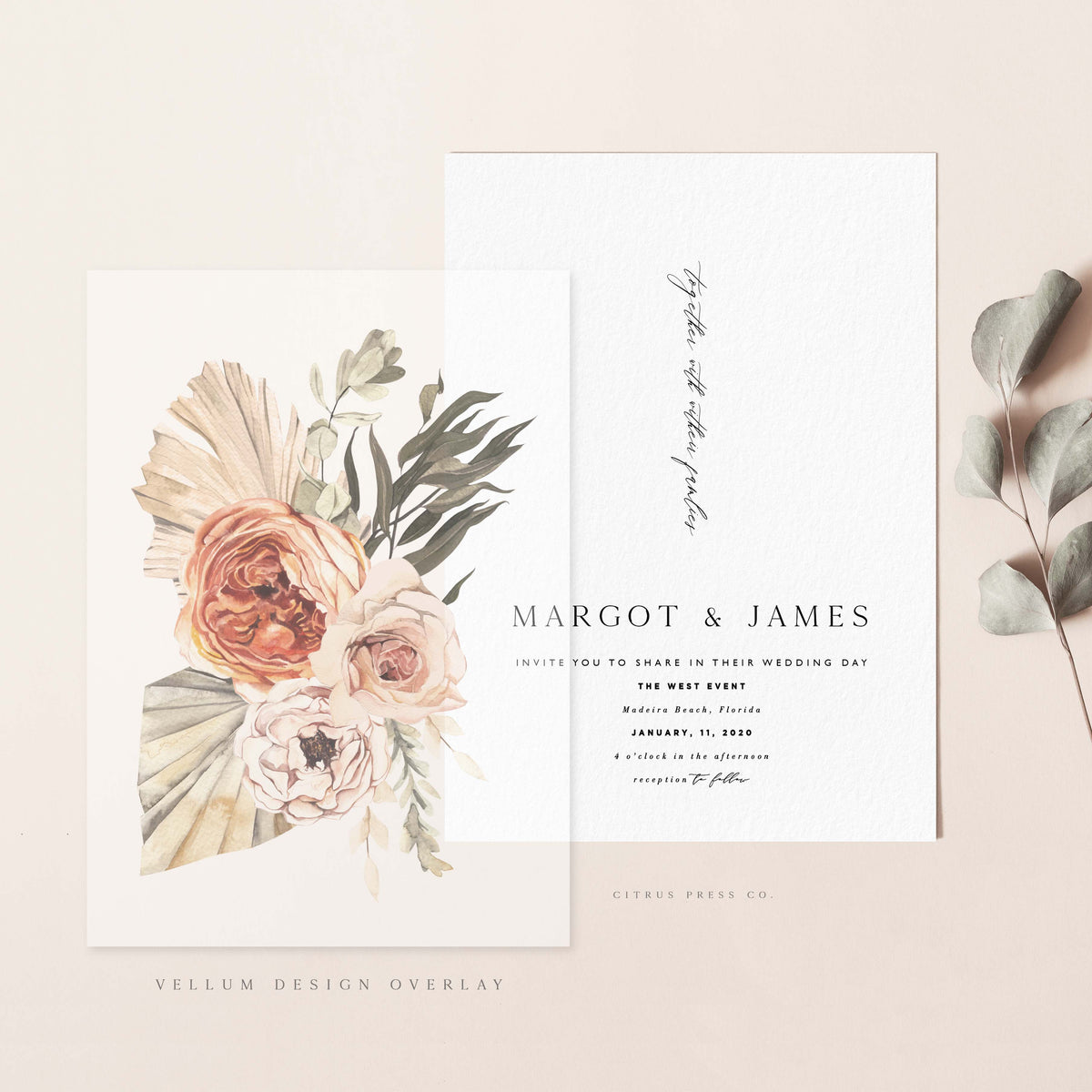 Vellum Wedding Invitation Overlay Citrus Press