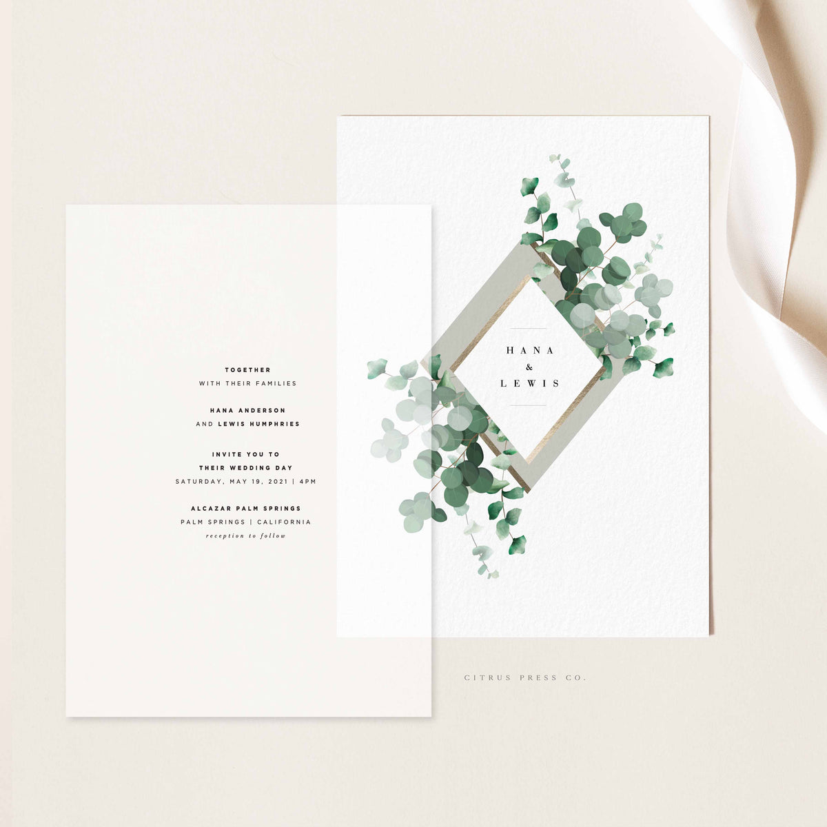 Vellum Wedding Invitation Overlay Citrus Press