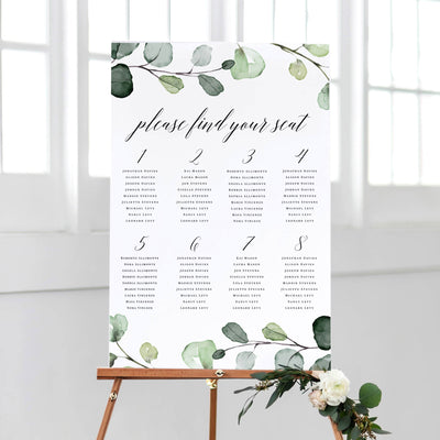 Greenery Eucalyptus Seating Chart Wedding Templett