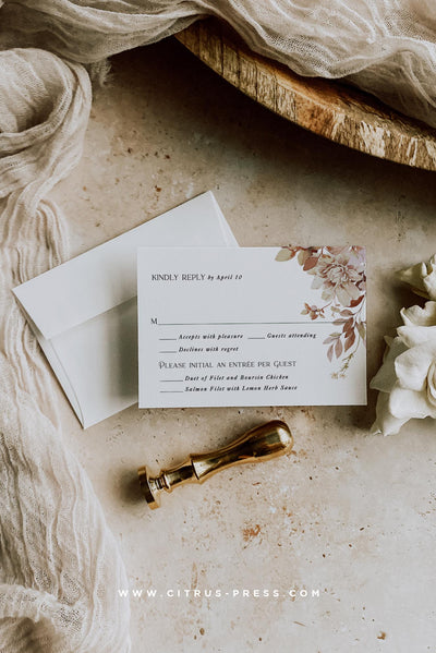 Boho Wildflower RSVP Card Wedding Invitation Suite