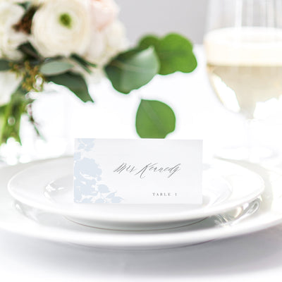 Blue romantic wedding reception place card escort card