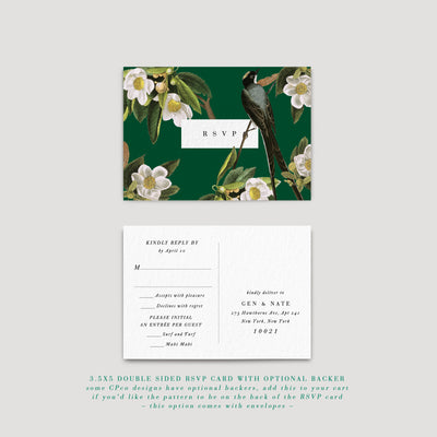 Love birds wedding invitation RSVP card