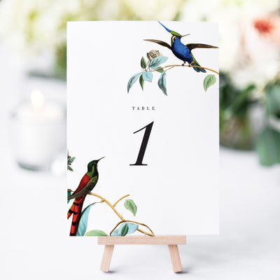Vintage Birds Table Numbers for Wedding Reception
