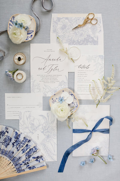 Blue wedding invitation 