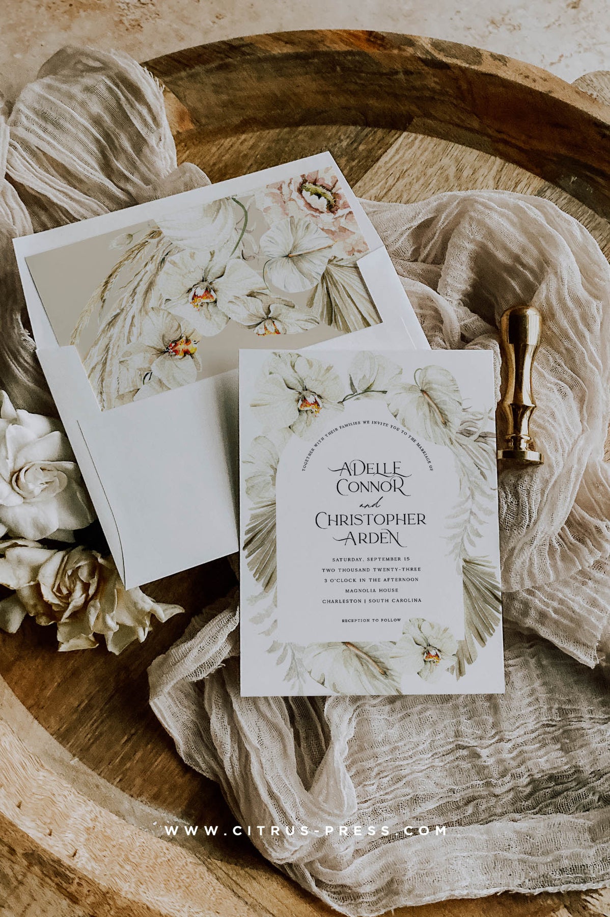 anthurium invitation Orchid Arch Wedding Invitation – Citrus Press