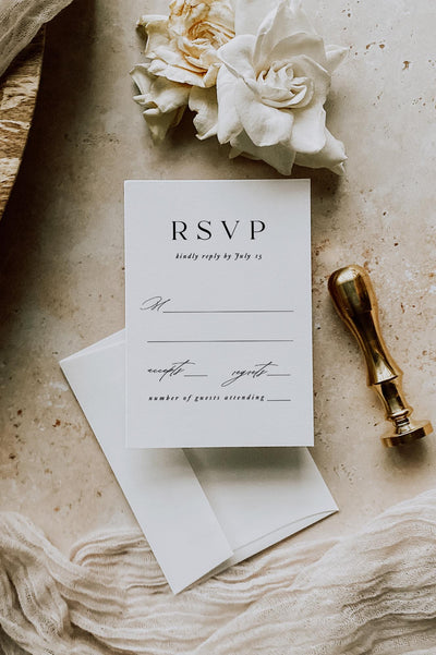 Modern Minimal RSVP Card and Envelope Wedding Invitation Suite
