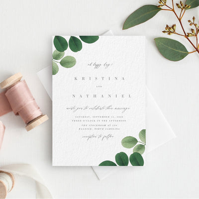 Eucalyptus Botanical Greenery Wedding Invitation PDF DIY Self Editable Template Corjl