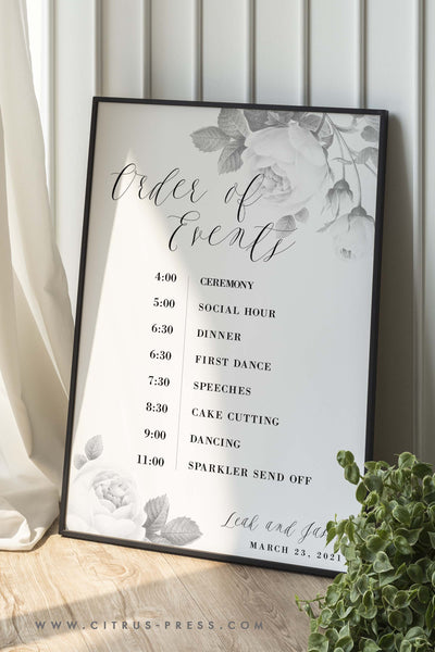 Order of Events Poster DIY Template PDF Corjl Templett Wedding