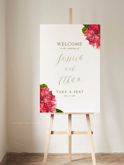 PDF DIY Bougainvillea Tropical Wedding Welcome Ceremony Sign