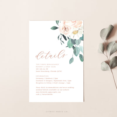 Blush Floral Enclosure Card