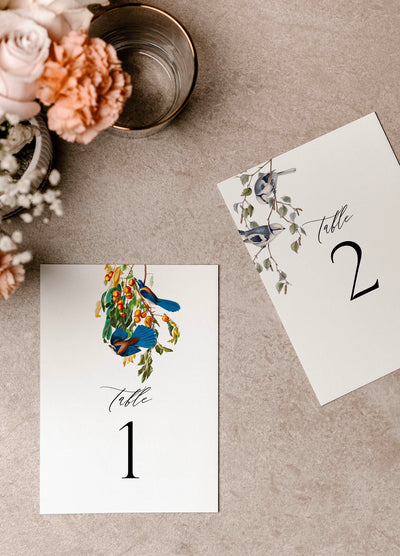 Vintage Love Birds Table Numbers Printable Template