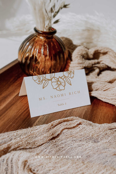 Boho Minimal Rust Terracotta Wedding Reception Place Card