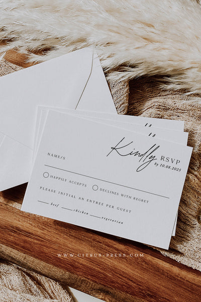 Minimalist Wedding Invitation RSVP card