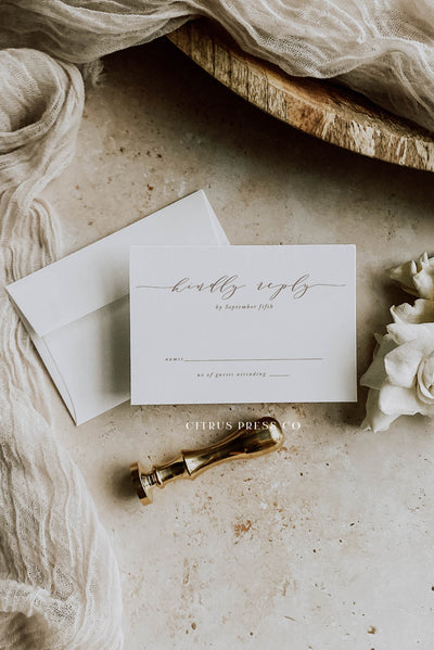 Minimalist RSVP Card for wedding invitation suite