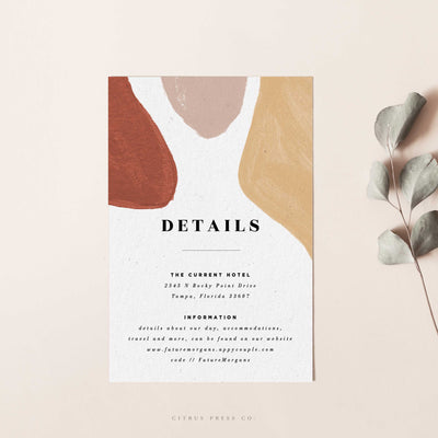 modern abstract wedding enclosure card 