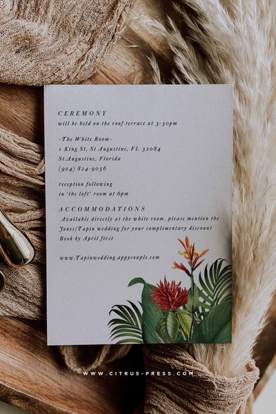 Modern Tropical Wedding Enclosure card