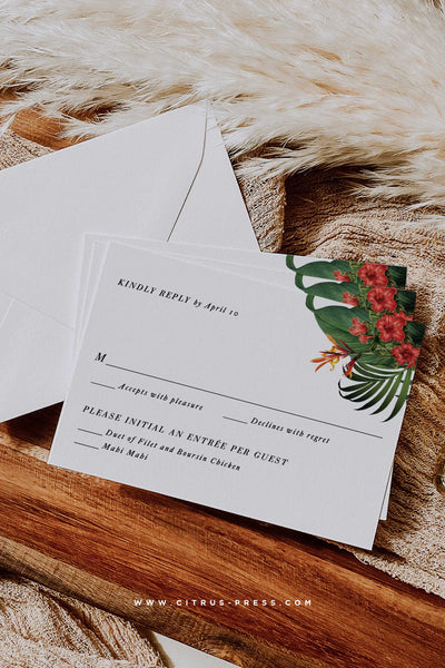 Modern Tropical RSVP Card 