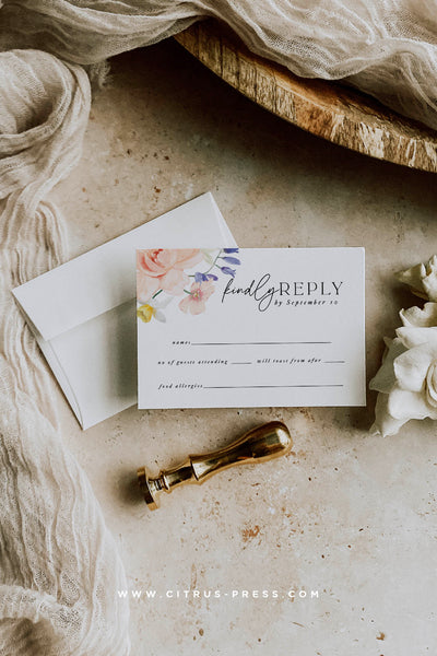 Romantic Wildflower Wedding Invitation RSVP Card