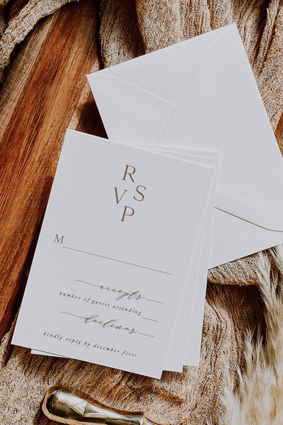 Modern Minimal Wedding Invitation RSVP Card