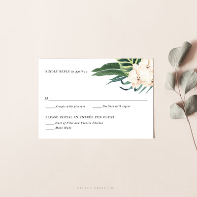 Orchid Wedding Invitation RSVP Card 