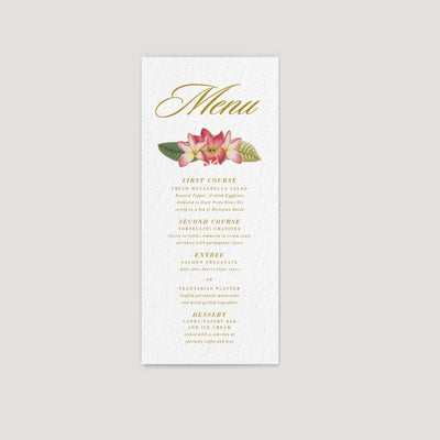 plumeria wedding reception menu 