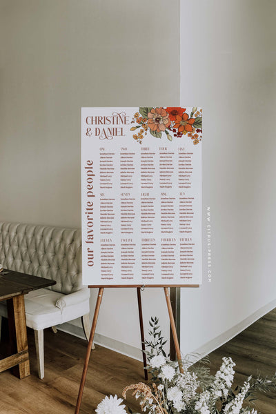 70s Retro Flower Wedding Seating Chart