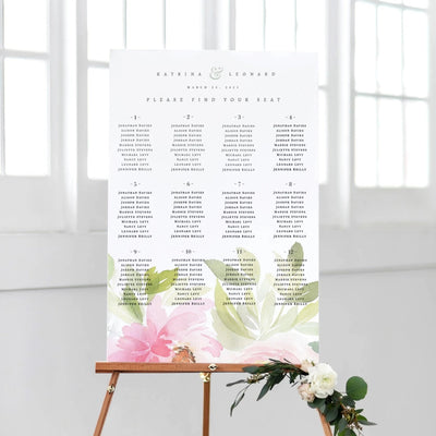 Romantic Floral Seating Chart Wedding PDF DIY Self Editable Template