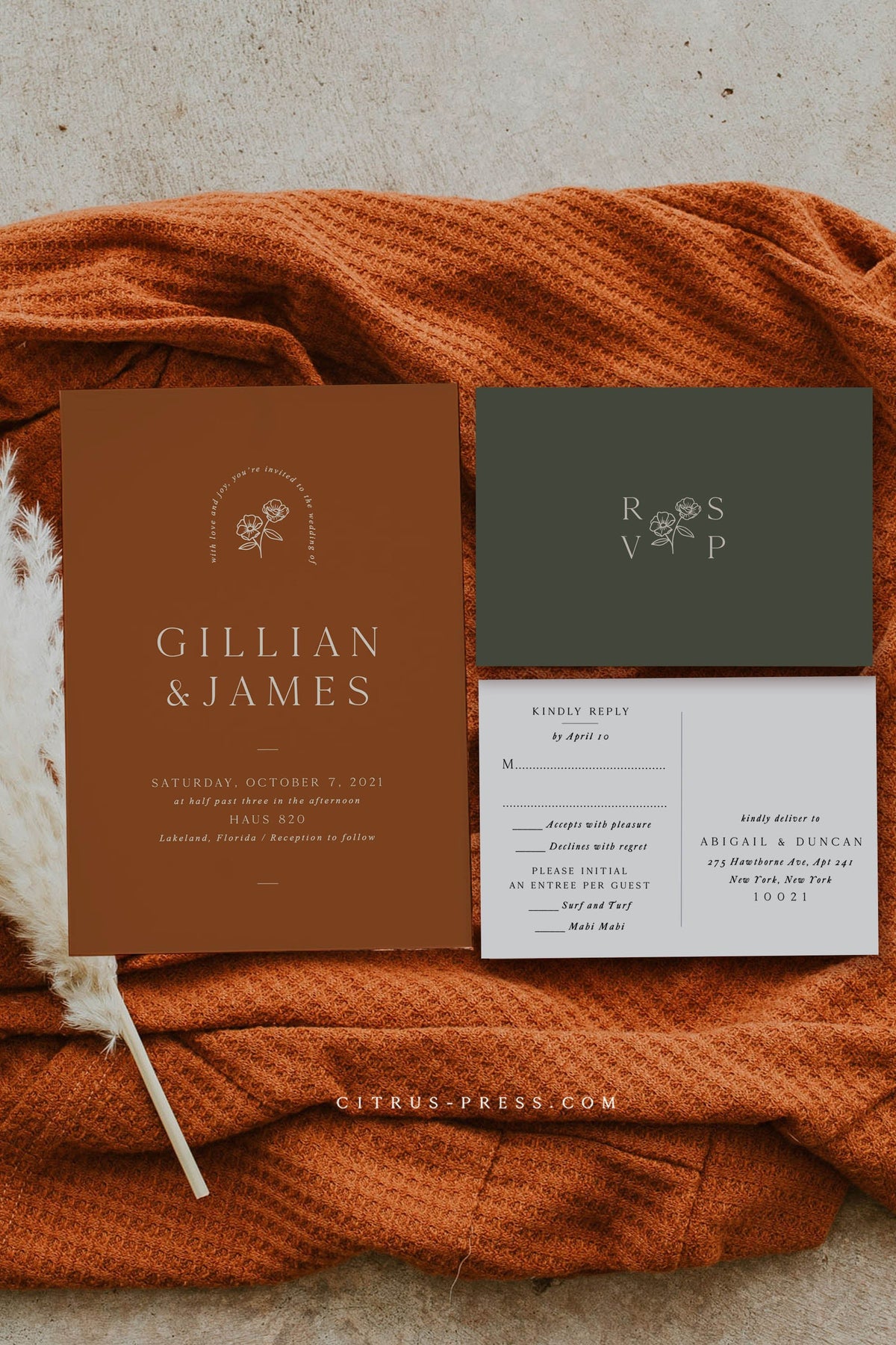 Rust Wedding Invitation | Gillian – Citrus Press