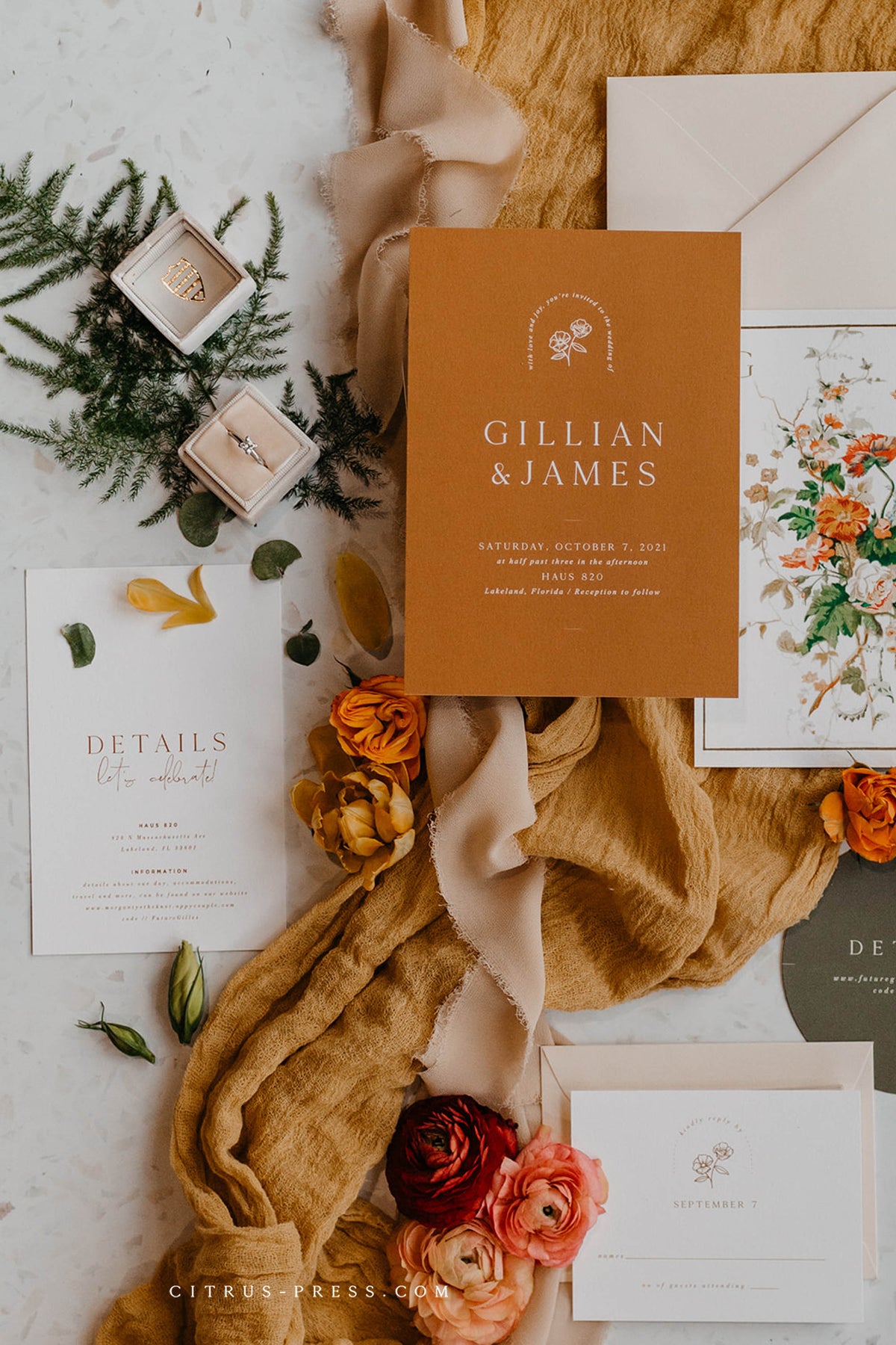 Rust Wedding Invitation | Gillian – Citrus Press