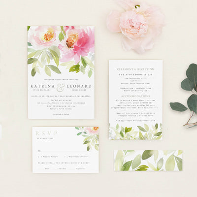 Blush Flower PDF Wedding Invitation Template