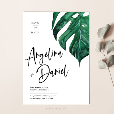 Modern Tropical Destination Wedding Save The Date