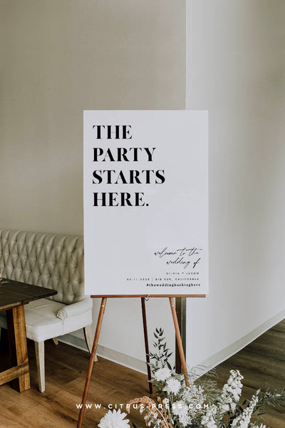 The Party Starts Here Welcome Signage Printable Template