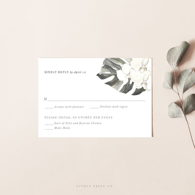 Orchid Tropical Wedding Invitation RSVP Card
