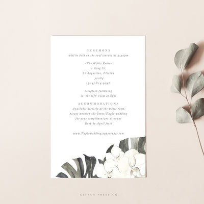 orchid enclosure wedding card