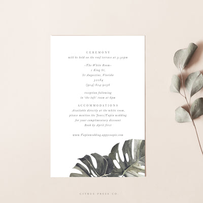 Tropical Wedding Enclosure Card