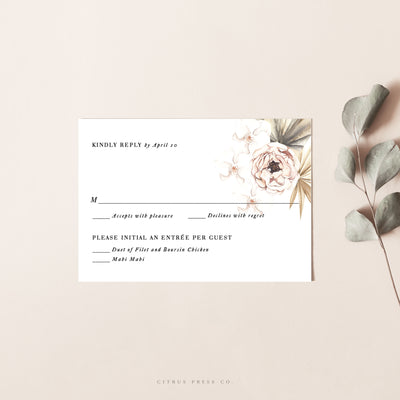 Tropical Pampass Grass Wedding Invitation RSVP