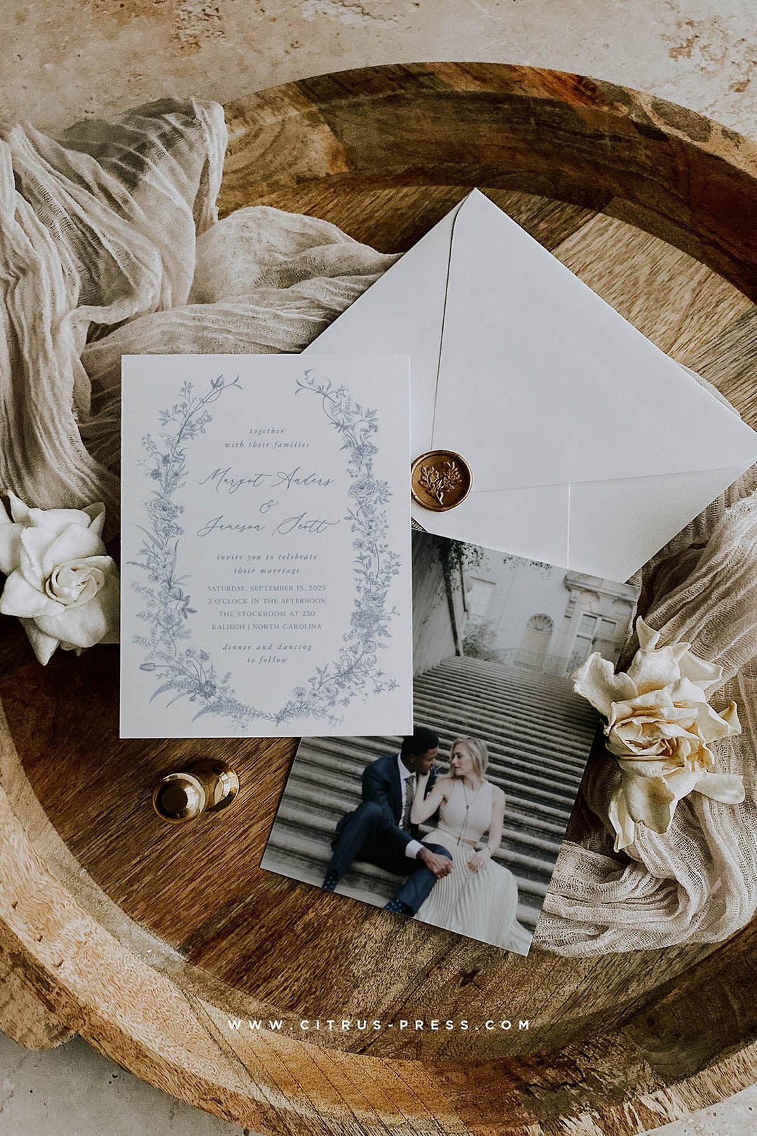 Dusty blue rustic wedding invitations | Honestweddingadvice.com