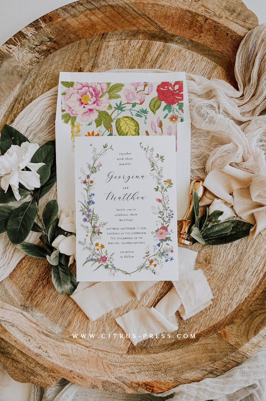 Wildflower wedding invitation templates
