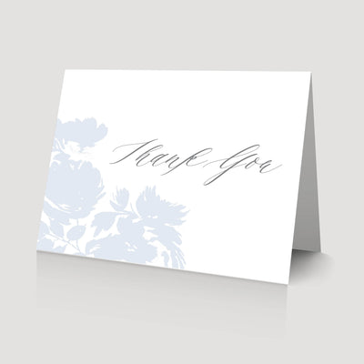 blue floral wedding thank you card