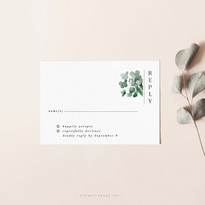 Modern Eucalyptus Wedding Invitation RSVP card